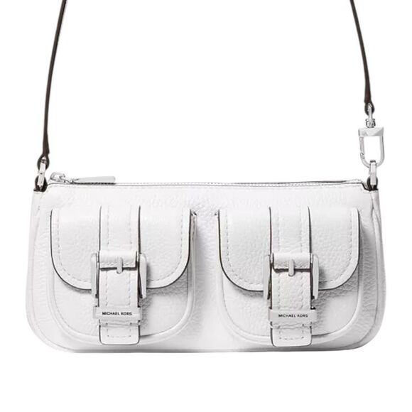 MICHAEL Michael Kors Zoe White Small Leather Convertible Shoulder Bag - Picture 1 of 8